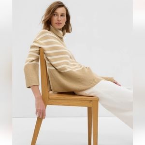 GAP striped split-hem oversized turtleneck sweater
